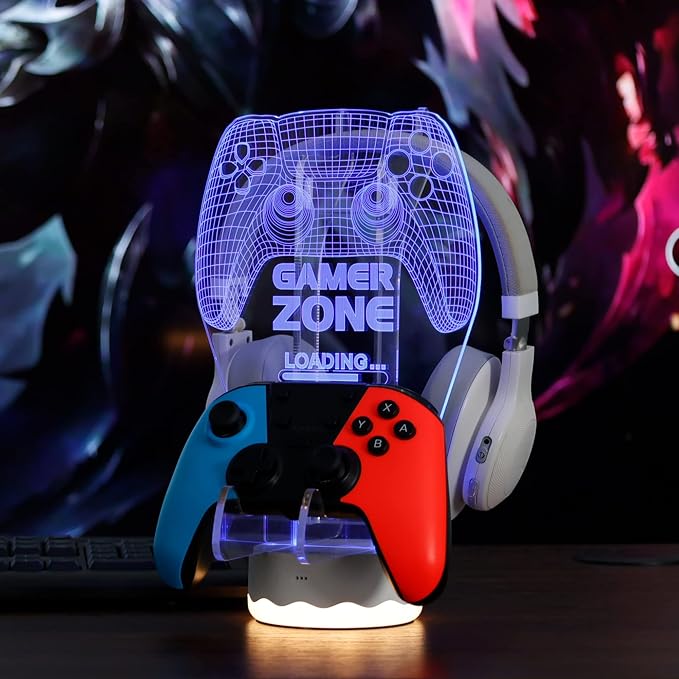 YuanDian Light up Headphone Controller Holder, 16 Colors 3D LED Lights Gamepad Headset Stand, Game Controller Hanger for All Universal Gaming PC Accessories - Image 6