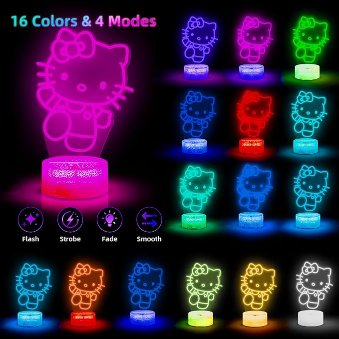 LOUHH Cat Night Light, 3D LED 16 Color Intelligent Remote Control Lamp for Children's Gifts Children's Room Decoration Holiday Gifts - Image 2