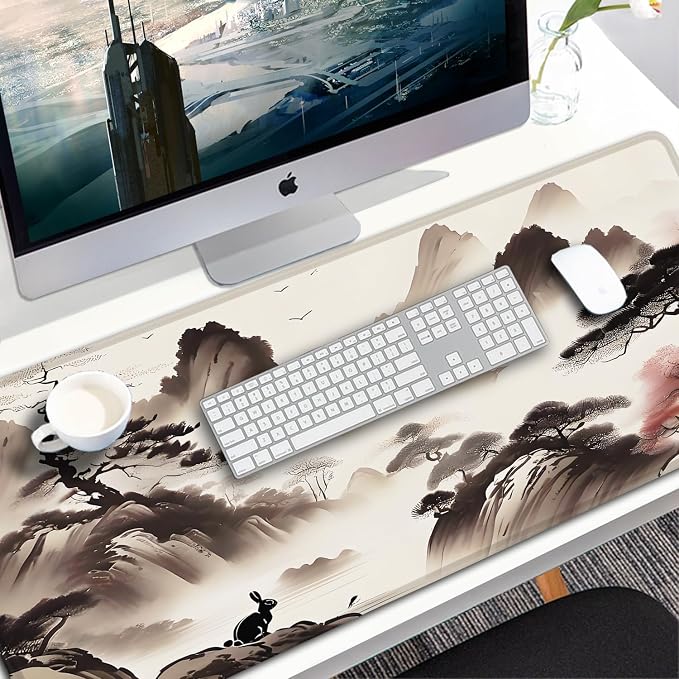 Mousepad, 31.5x15.7 inch Large Extended Gaming Computer Keyboard Mouse Mat, Water Resist Non-Slip Mousepad Rubber Base Long XXL Mouse Pad for Work & Gaming, Office & Home, Landscape Painting - Image 7