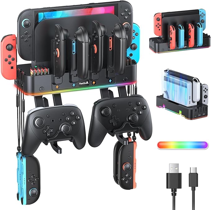 FASTSNAIL RGB Switch 2 (2025) Wall Mount Kit Charger for Switch 2/1/OLED by FASTSNAIL