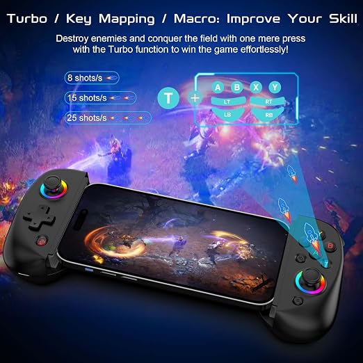Joso Mobile Gaming Controller for iPhone/iPad/Tablet, Android Wireless Controller with Hall Effects Joysticks, Support PC/Switch, Play Cloud Games/PS Remote Play/COD/Genshin Impact & More - Black - Image 5