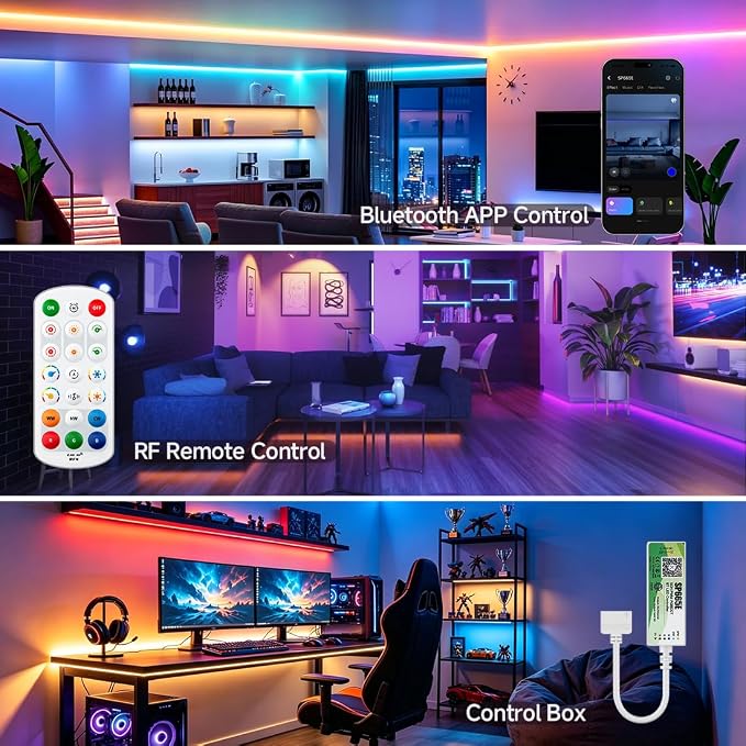 BTF-LIGHTING UL Listed RGBCCT COB LED Strip Light, DC24V 20FT RGB+Tunable White 3000K-6000K Color Changing LED Strip Light, with Remote/Bluetooth Music Controller for Home Party Indoor DIY Lighting - Image 4