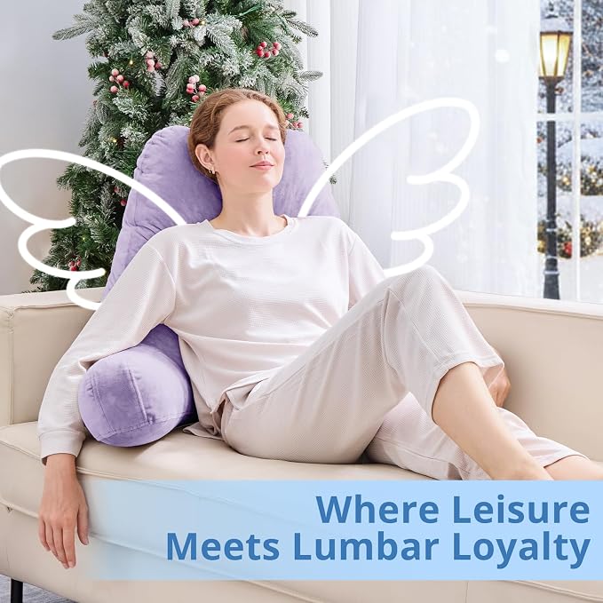Sasttie Reading Pillow for Bed, Back Pillow for Sitting Up, Lavender - Image 9