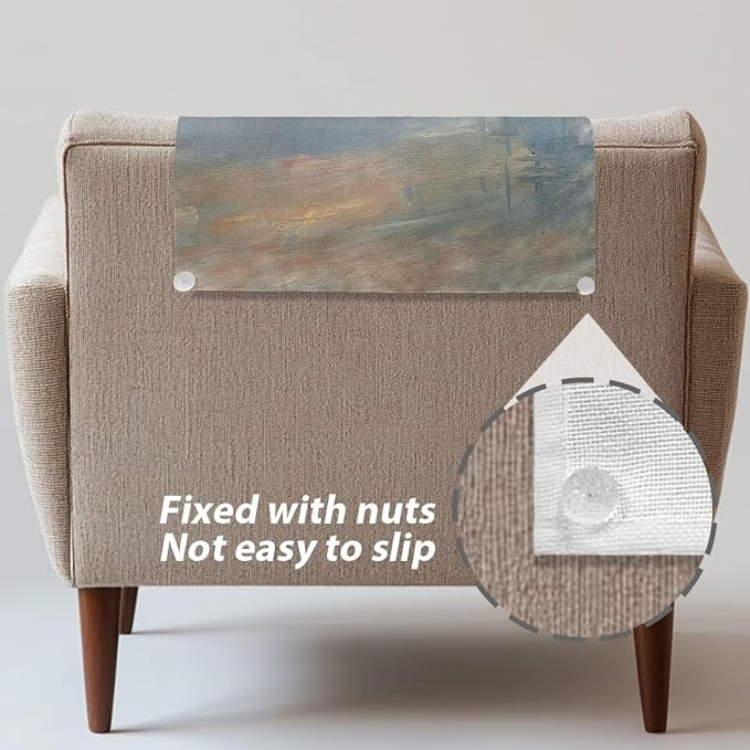 Small Recliner Headrest Cover 26x16 Inch Set of 2 - Impression Sunrise Print Easy to Install Polyester Slipcover Chair, Waterproof & Non-Slip Design with Fixing Nails for Office/Home - Image 5