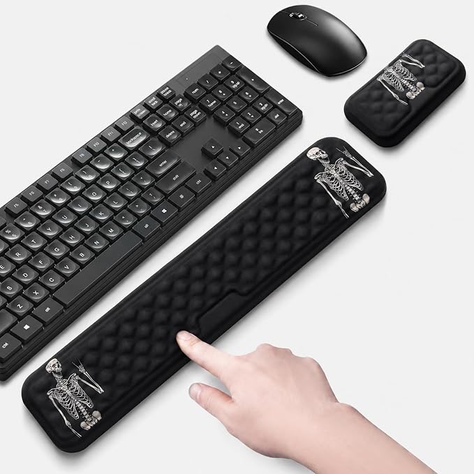 Keyboard Wrist Rest Mouse Wrist Support, Memory Foam Wrist Rest Pad for Computer Laptop, Ergonomic Wrist Cushion Support for Typing Pain Relief, Gaming Home Office, Human Skeleton by LIZPARE