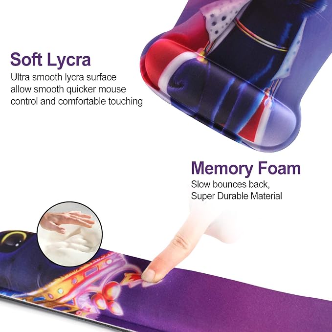 ToLuLu Keyboard Mouse Pad Wrist Rest Set, Gel Ergonomic Mouse Pads Wrist Support for Computer Laptop Home Office, Mousepad Keyboard Wrist Support Memory Foam for Easy Typing Pain Relief, Cat Princess - Image 3