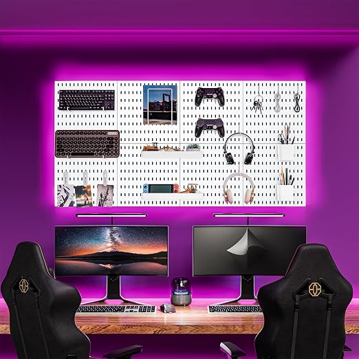 Pegboard Combination Kit for Wall Organizer, Wall Mounted Peg Board Kits for Kitchen, Bedroom, Office, &Bathroom, 4 Pieces White Pegboards and 14 Accessories, 22" x 22" - Image 3
