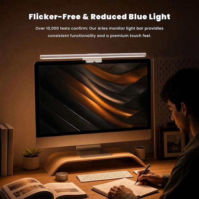 YEELIGHT Monitor Light Bar with Remote, Computer Monitor Lamp for Home Office Gaming, 250LM No Glare Eye-Care Screen Bar, Touch Control USB Desk Lamp with Stepless Dimming for Flat & Curved Monitor - Image 4