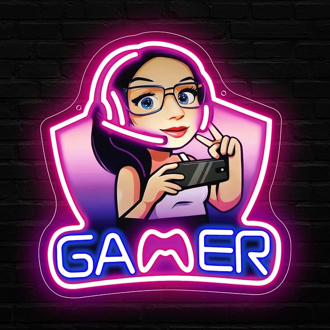 Gamer Neon Sign,Gaming Neon Sign for Girls Game Room Decor,LED Neon Game Signs for Gaming Wall Decor,Gaming Lights for Teenage Boys Girls Gamer Gifts,Girls Room Decor by Unknown