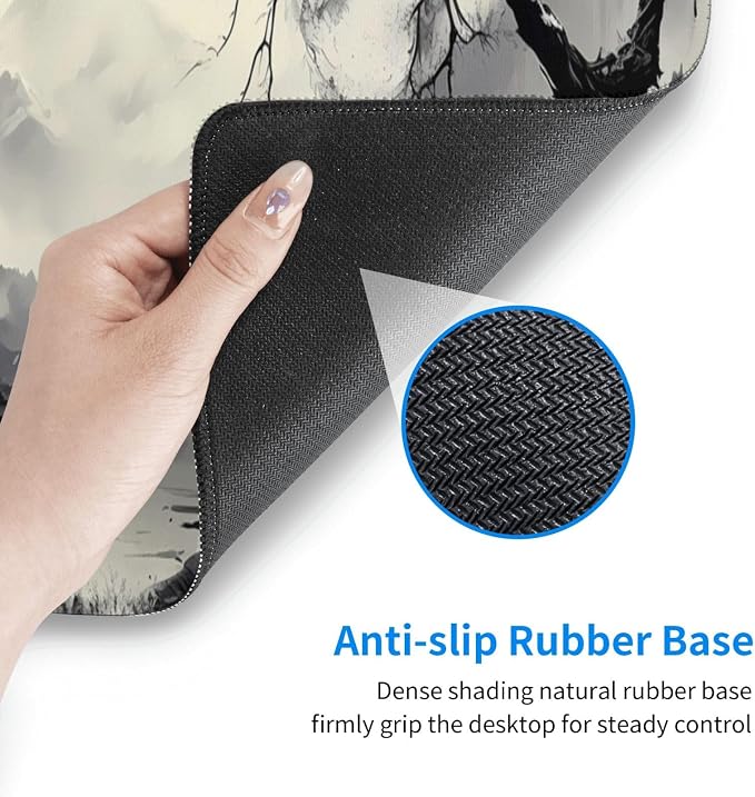 Gaming Mouse Pad Desk Pad,Extended Big Mouse Pad,31.5x11.8 Inch Long Computer Keyboard Mouse Mat Mousepad with 3mm Non-Slip Base and Stitched Edge for Gaming and Office… (wash painting2) - Image 5