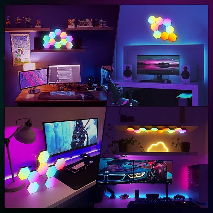 12-Pack Hexagon Light Panels – Smart RGB LED Wall Lights with App & Remote – Music Sync Gaming Lights for Room Decor, Birthday & Party Gifts for Boys, Teens, Men, Boyfriends, and Kids - Image 5