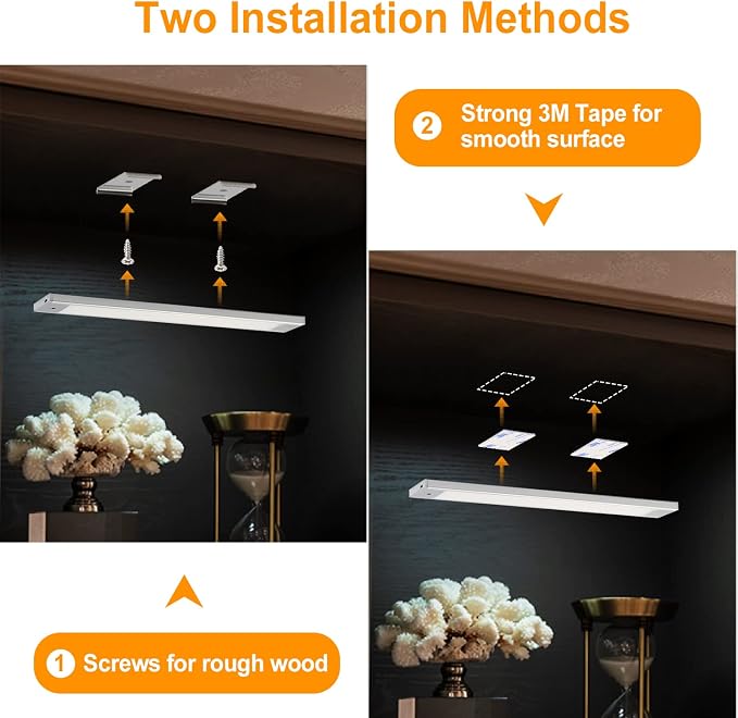 VST Hand Wave Activated Under Cabinet Lights Plug in, Closet Lights, Stepless Dimming Lighting for Kitchen Shelf Cupboard Closet Workbench (12in 3Pack 4000K) - Image 5
