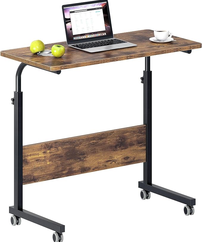DlandHome 31.4 Inches Rolling Desk with Wheels Adjustable Height, Retro - Image 8