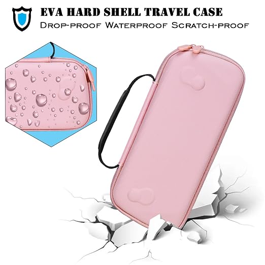ADVcer Rog Ally X Handheld Case, EVA Waterproof Hard Shell Protective Travel Case with Inner Transformable Game Console Stands, Velvet Soft Lining, Double Zipper, Carrying Handle for Rog Ally X (Pink) - Image 2