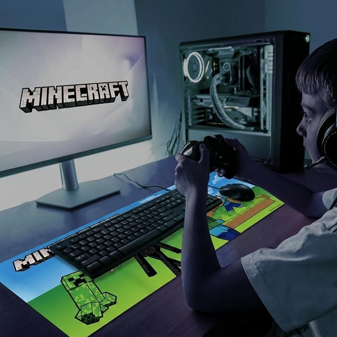 Culture Fly Large Gaming Mouse Pad (31" x 15") - Minecraft Extended XL Computer Desk Mat, Cool Anime Keyboard Deskmat, Big Desktop Deskpad for Gamer | Oversized 31x15in Minecraft anime gaming mouse pad, smooth fabric top, stitched edges, non-slip rubbe... - Image 7