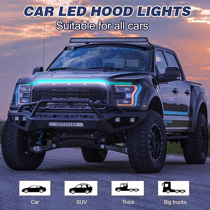 Car Hood Light Strip, 70 Inch LED Bonnet for Cars, SUVs, Trucks, Ice Blue - Image 3
