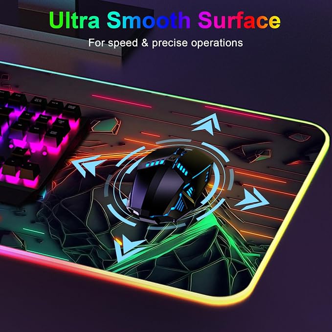 RGB Mouse Pad, Gaming Mousepad with 13 LED Light Modes | 31.5X11.8inch Large Mouse Mat, Gaming Mats for Desk with Non-Slip Rubber Base, Model-B - Image 5