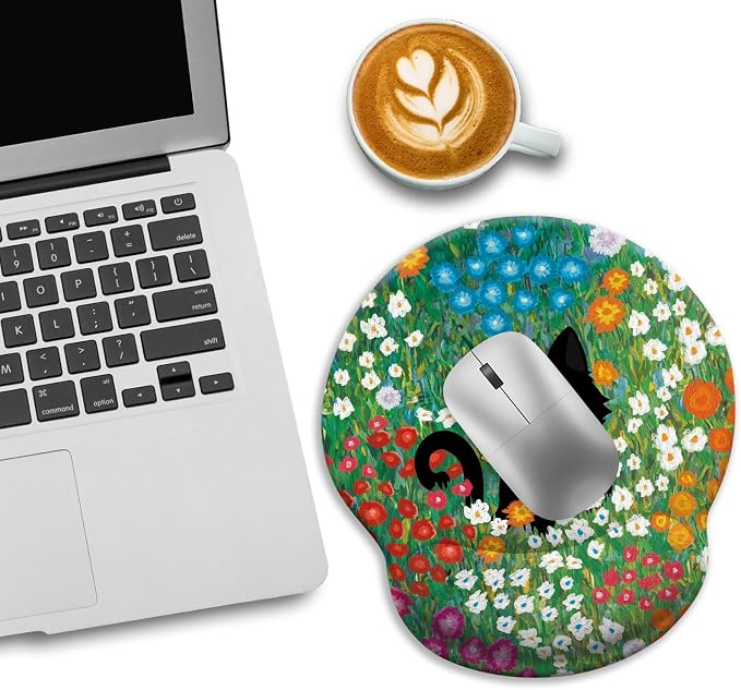 LIMKRIAN Black Cat Ergonomic Mouse Pad with Gel Wrist Rest, 9.8 x 8.6 in - Image 7