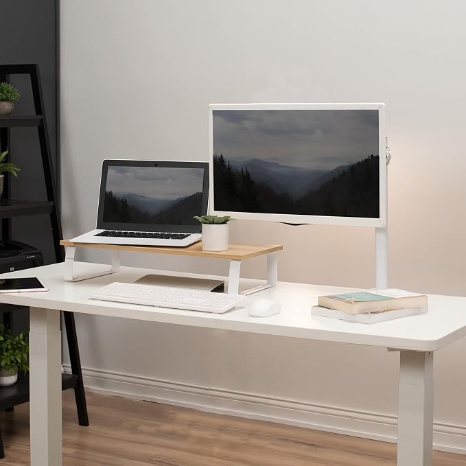 VIVO 24 inch Monitor Stand, Wood and Steel Desktop Riser, Screen, Keyboard, Laptop, Small TV, Ergonomic Desk and Tabletop Organizer, Light Wood, STAND-V000WM - Image 8