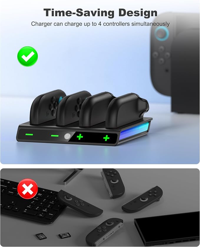 Svetaecho Enhanced Controller Charger Station Compatible with Switch 2 Joy Con, Magnetic Fast Charging Dock for Switch 2 Joy Con Charger Accessories PlayStation 3 - Image 5
