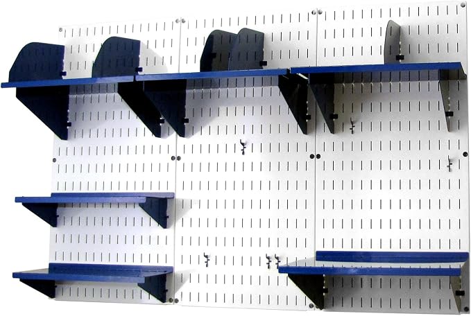 Wall Control Office Organizer Unit Wall Mounted Office Desk Storage and Organization Kit Slotted White Wallboards and Blue Accessories - Image 2