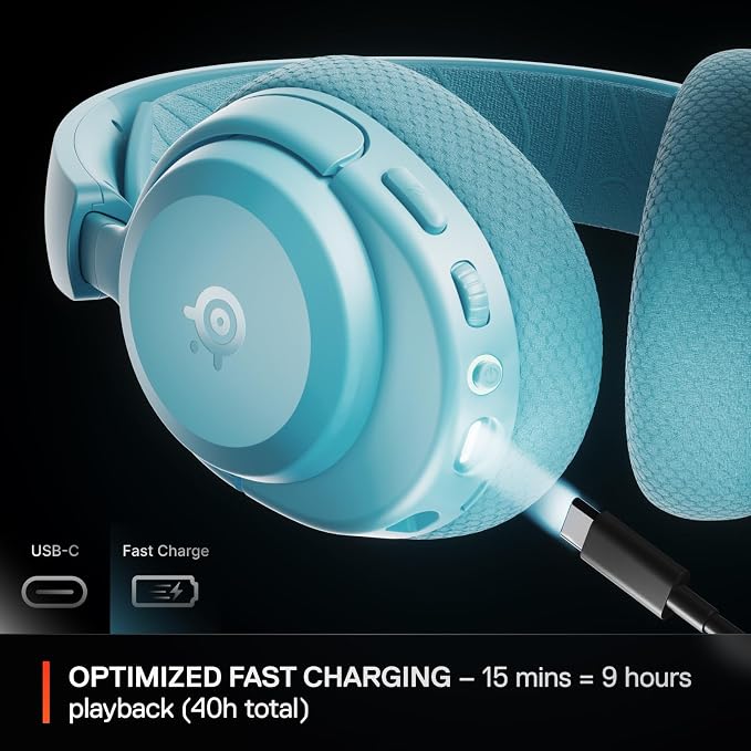 SteelSeries Arctis Nova 3X Wireless Multi-Platform Gaming Headset — Mobile App Control — 40 HR Battery — Neodymium Magnetic Drivers — 2.4GHz/Bluetooth — Xbox, PS5, PC, Switch, Mobile — Aqua - Image 4