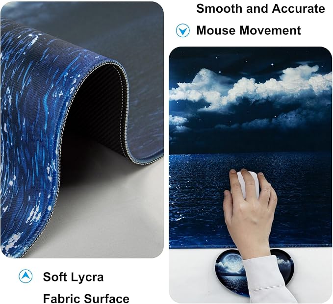 4 in 1 Mouse Pad and Keyboard Wrist Rest,Large Desk Mat,Coaster Set-Ocean - Image 4