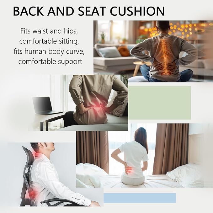 Orthopedic Cushion, Seat Cushion - Car Cushion with L Shaped Ergonomic Design, Memory Foam Seat Cushion for Office Chair, Car and Gaming Seat - Image 2