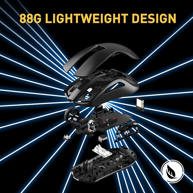 DAREU A950 Wireless Gaming Mouse with RGB Charging Dock,88g Lightweight - Image 6
