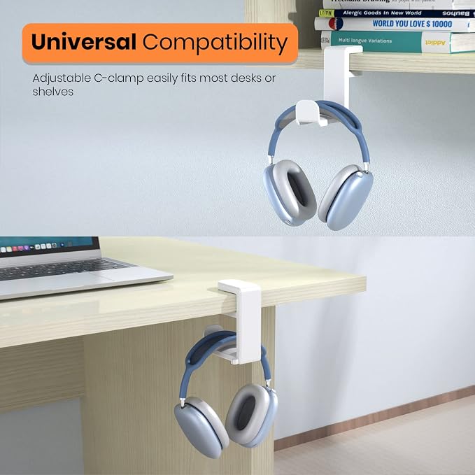 EURPMASK 3-in-1 Rotating Headphone Stand w/2 Detachable Controller Holders | Adjustable Clamp-on Headset Holder Hanger,Swivel,Gaming Headset Hanger,Cable Organizer,Father's Day Birthday Christmas Gift - Image 4
