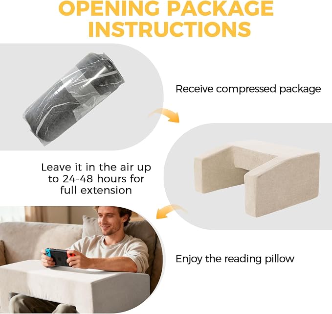 Reading Pillow for Gaming Lap Desk Pillow for Laptop Memory Foam Bed Desk for Reading Working Crocheting Gaming Arm Rest on Bed/Sofa/Floor/Couch/Car (Beige) - Image 8
