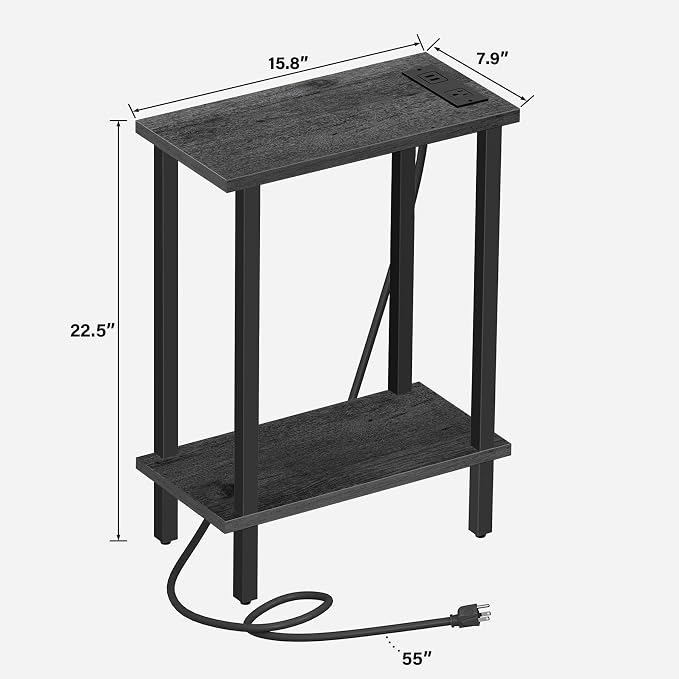 TUTOTAK Narrow Side Table Set of 2, Small End Table with Charging Station - Image 3