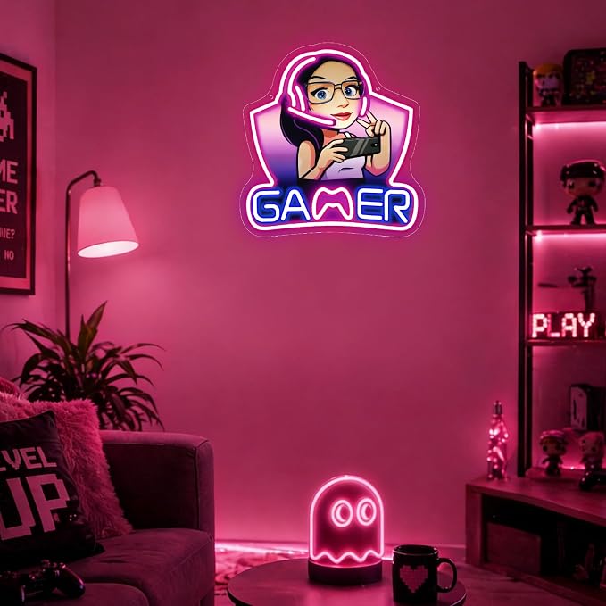 Gamer Neon Sign,Gaming Neon Sign for Girls Game Room Decor,LED Neon Game Signs for Gaming Wall Decor,Gaming Lights for Teenage Boys Girls Gamer Gifts,Girls Room Decor - Image 7