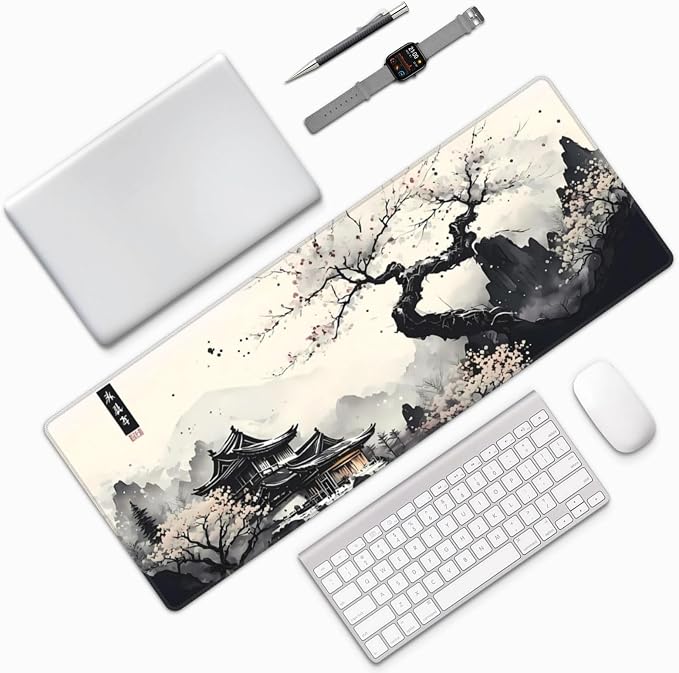Japanese Mouse Pad, Large Japanese Desk Mat, XL Anime Gaming Keyboard Mat, Non-Slip Rubber Base, Big Extended Desk Protector for Home Office, 31.5”x11.8” - Image 7