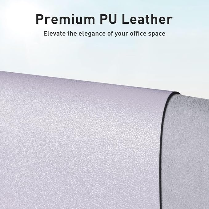 Aothia Large PU Leather Desk Pad Protector – Non-Slip Mouse Pad & Writing Mat for Office/Home, Waterproof, Easy to Clean (48" x 17", Soft Lavender) - Image 2