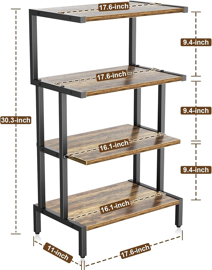 Aquzee Game Console Stands, 4-Tier AV Media Shelf, Stereo Stand, Wood Gaming Entertainment Center Rack for Audio Video Games DVD Player Organizer Storage Shelves fit Small Space - Image 2
