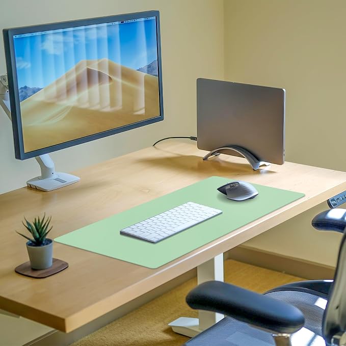 Leather Desk Pad Mat, Green Desk Mat, 23.6" x 13.7" | Non-slip and Waterproof Computer Mat, Desk Protector for Office/Home, Desk Accessories - Image 4