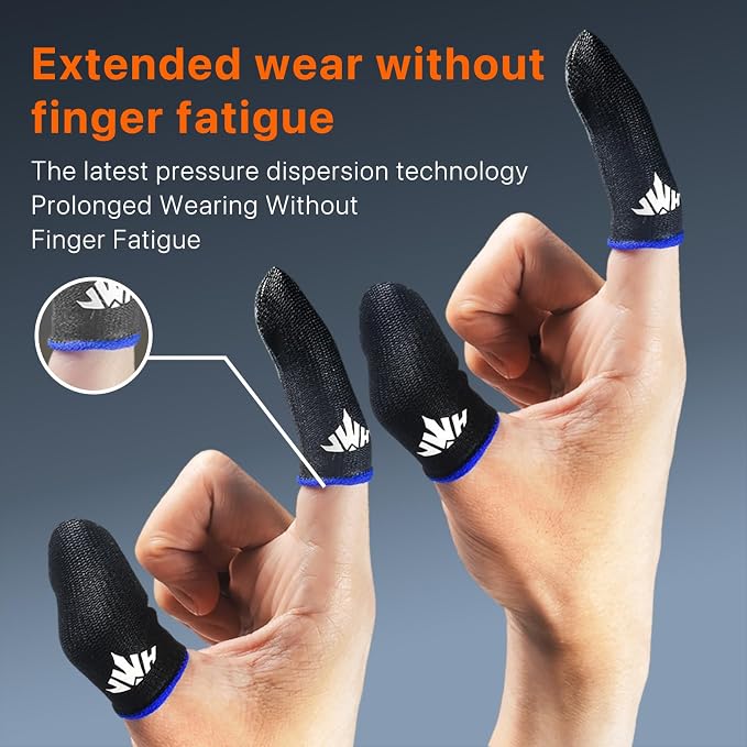 16 Pack Mobile Phone Gaming Thumb Sleeve,with Storage Box,JWH Finger Cots for PUBG Mobile Gaming Glove,Blue Edge,Anti-Skid,Extremely Thin,Dedales Gamer profesionales guantes para - Image 7