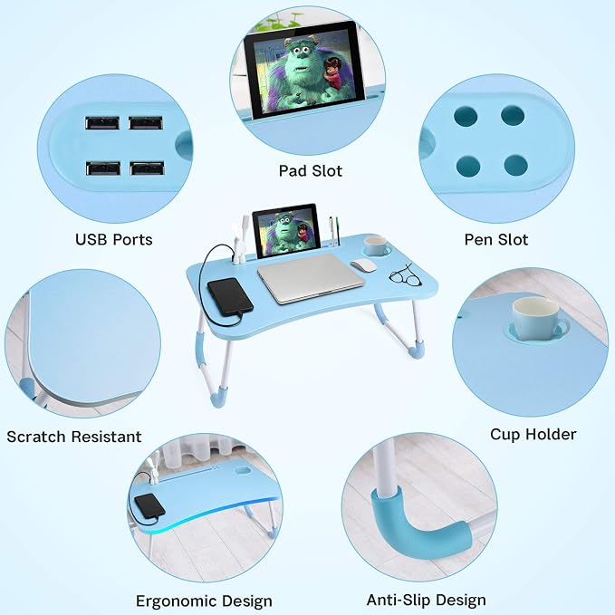 Slendor Foldable Lap Desk with Cup Holder for Bed, Couch, Floor - Image 4