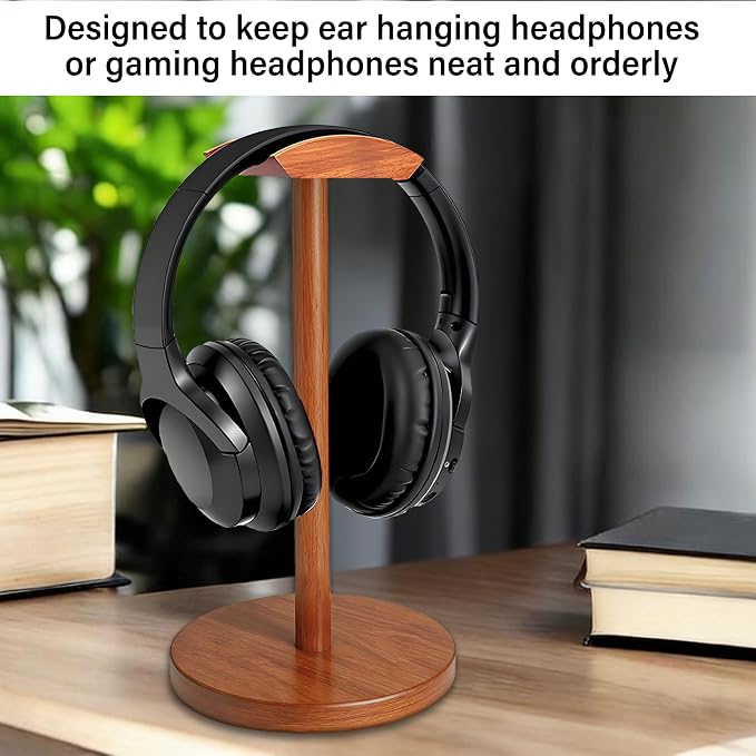 Solid Walnut Wood Headphone Stand with Storage Base | Universal Wooden Headset Holder for Gaming & Office,Compatible with Bose,Sony,Sennheiser,Razer,Beats,PS5 - Image 6