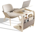 AQIMUELE Rolling Side Table, C Shaped End Table, C Table with 4 Wheels Solid Wood Small Rolling Desk with Adjustable Desktop,C Shaped End Table for Couch,Home Office(15.6" D x 23.6" W x 24.3" H) by AQIMUELE