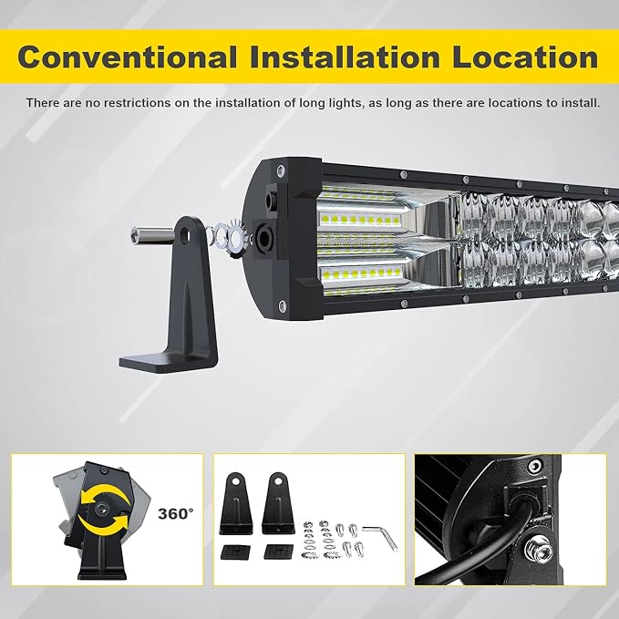5D 52Inch Straight LED Light Bar 4Inch LED Pods White/Amber Strobe - Image 4
