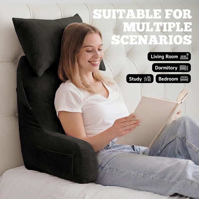 Reading Pillow for Bed,Back Pillow for Bed Sitting Up,Lumbar Support Pillow - Image 3