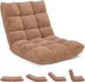 14-Position Floor Sofa, Folding Gaming Sofa Chair, Comfy Cushions & Study Steel Frame, Angle Adjustable Sleeper Bed, Couch Recliner (Tan) by Giantex