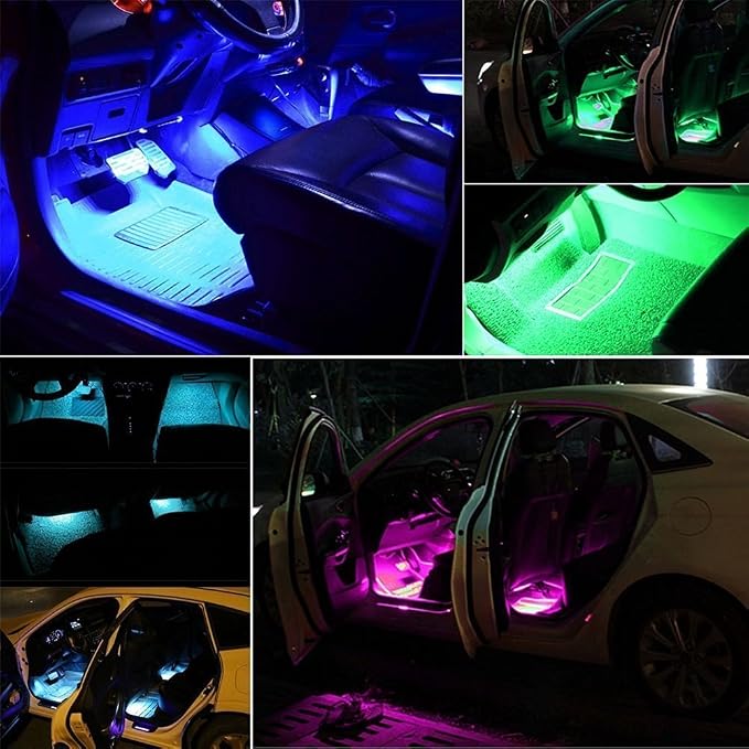 Car LED Strip Light,Uniwit 4 Pieces DC 12V 72 LED Multicolor Car Interior Music Light LED Underdash Lighting Kit with Sound Active Function and Wireless Remote Control Including Car Charger - Image 3