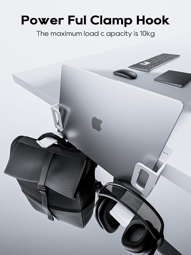 NODOCA Laptop Storage for Desk, Vertical Laptop Stand for Desk, MacBook Vertical Stand, with Headphone Holder, Desk Side Storage for MacBook/Surface/Samsung/HP/Dell[M, White] - Image 8