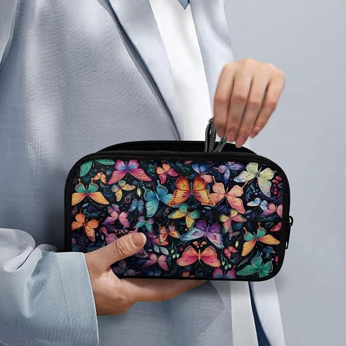 Colorful Butterfly Print Electronic Organizer Pouch Bag, Travel Cable Organizer Bag Multifunctional Case for Cable, Cord, Charger, Hard Drive, Earphone - Image 4