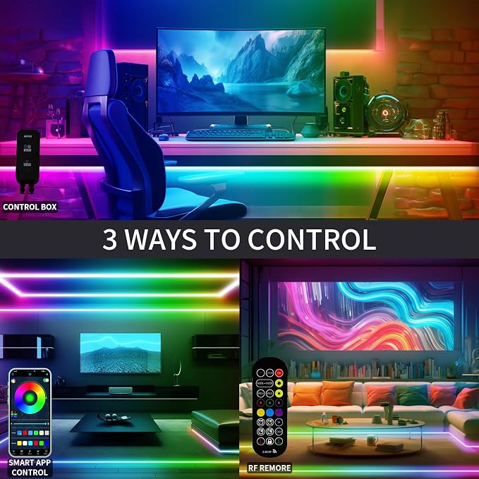 20FT LED Strip Lights COB Smart IC, 24V Color Changing RGB LED Lights - Image 4