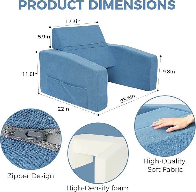 Reading Pillow for Gaming Lap Desk Pillow for Laptop with Pocket Foldable Memory Foam Bed Desk for Reading Working Crocheting Gaming Arm Rest on Bed/Sofa/Floor/Couch/Car (Blue Foldable) - Image 6