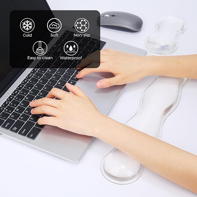 Gel Wrist Rest for Keyboard and Mouse, Wrist Rest for Keyboard, Mouse Wrist Support, Pain Relief, Cool Touch, Non-Skid, Mouse Wrist pad - Image 2